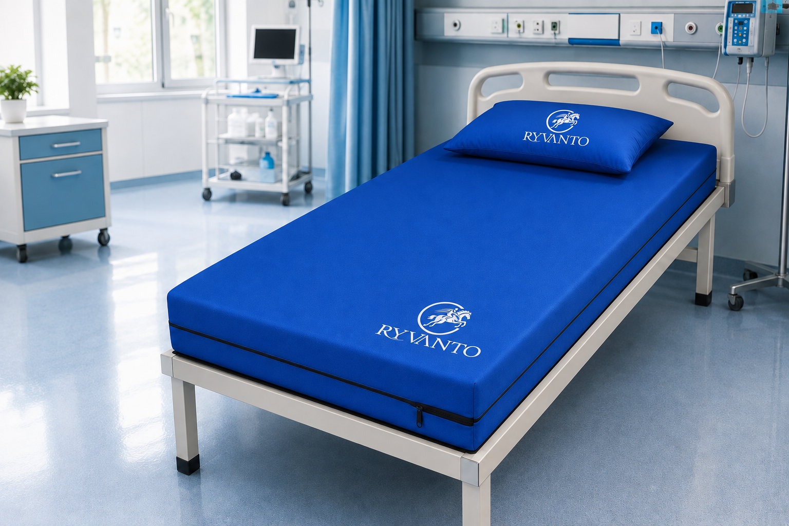 Hospital Mattress – PU Rexine with 80 Density Coir & Pillow-78X48X4
