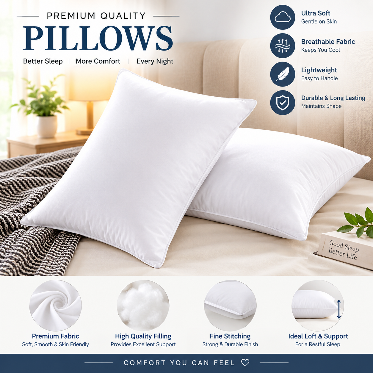 Recron Fiber Pillow 1+1 Combo Offer – Buy 1 Get 1 - Image 3